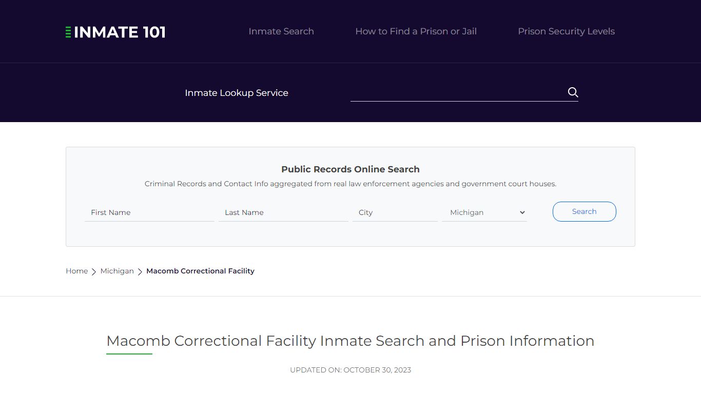 Macomb Correctional Facility Inmate Search, Visitation, Phone no ...